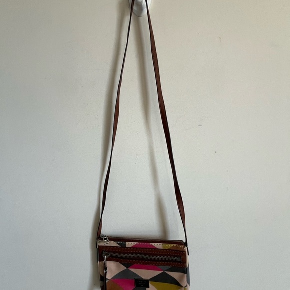 Fossil Issue 1954 Crossbody Bag Purse PVC Coated Geometrical colorful Design - Picture 3 of 16